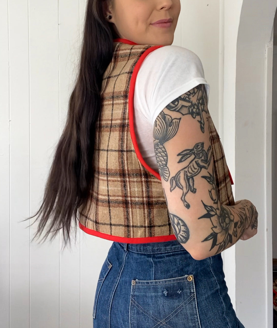 Upcycled Tie-Front Vest
