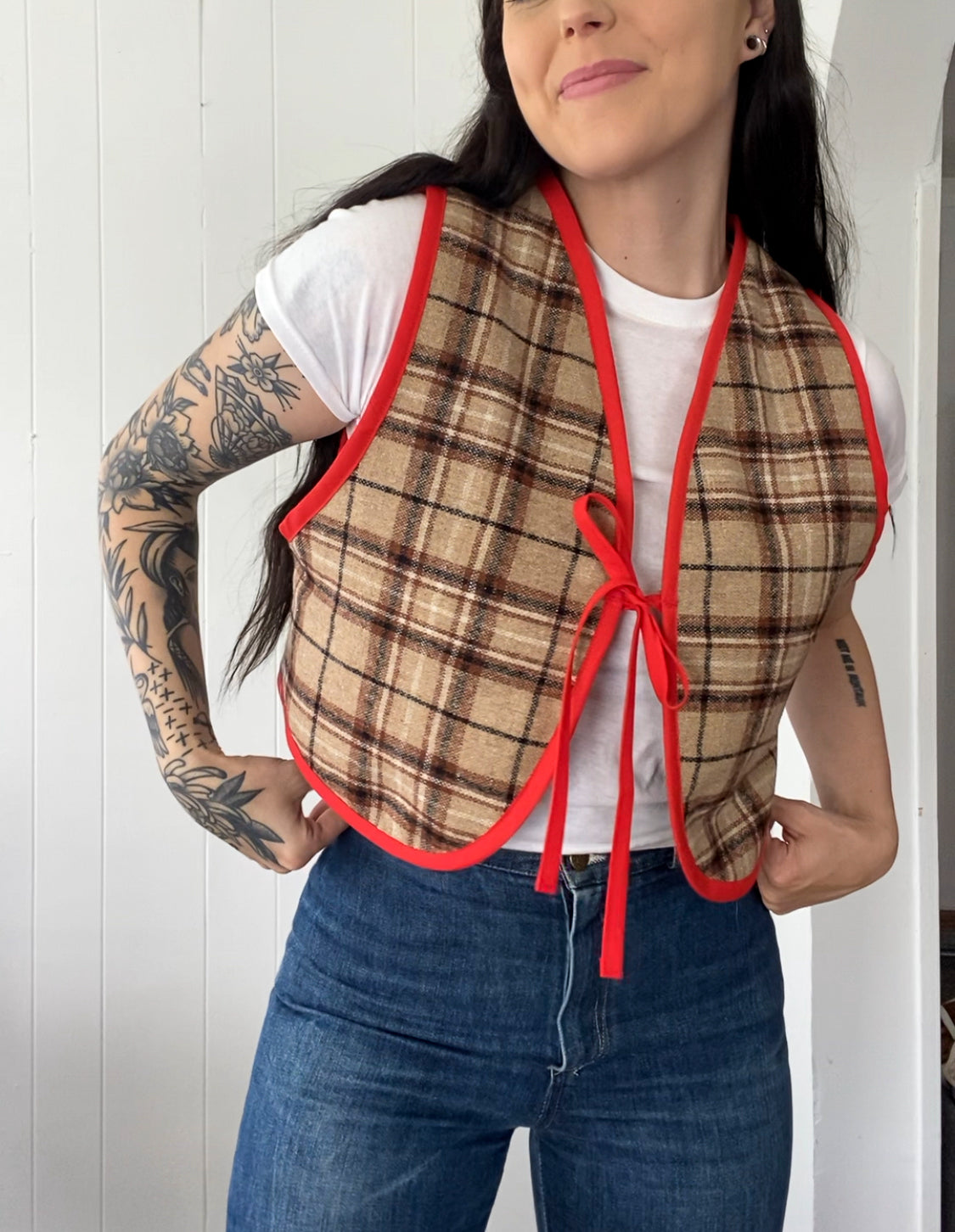 Upcycled Tie-Front Vest