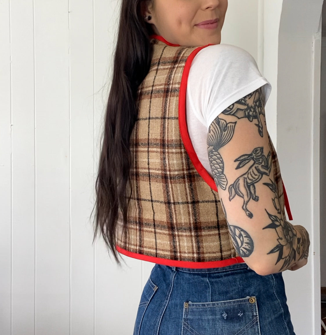 Upcycled Tie-Front Vest