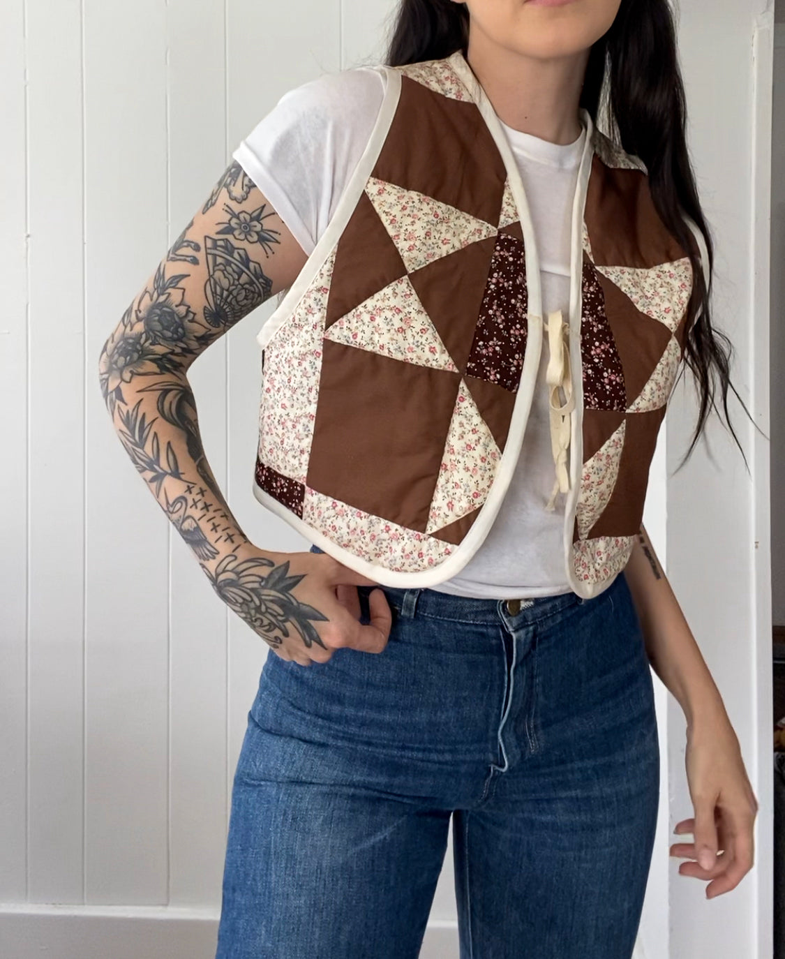 Upcycled Tie-Front Vest
