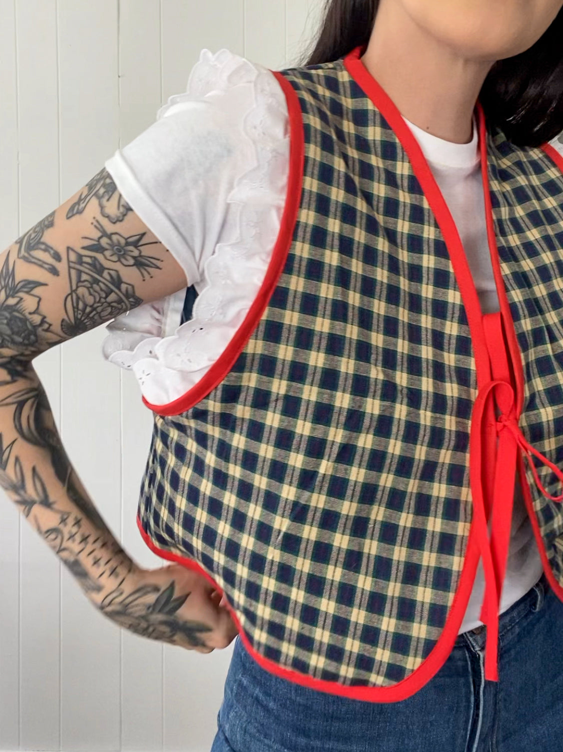 Upcycled Tie-Front Vest