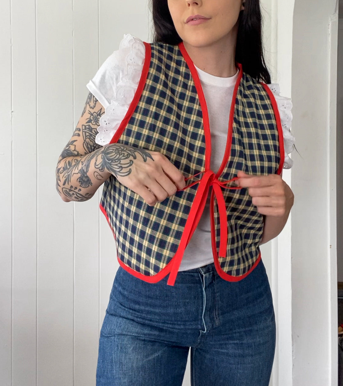 Upcycled Tie-Front Vest
