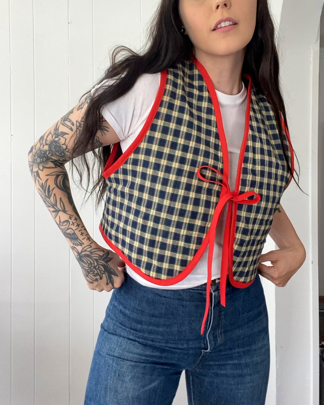 Upcycled Tie-Front Vest