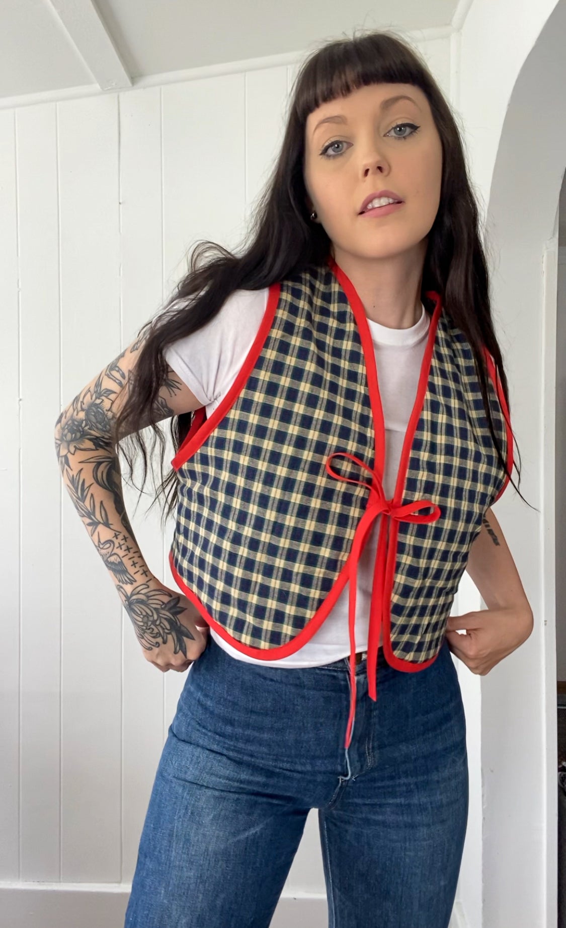 Upcycled Tie-Front Vest