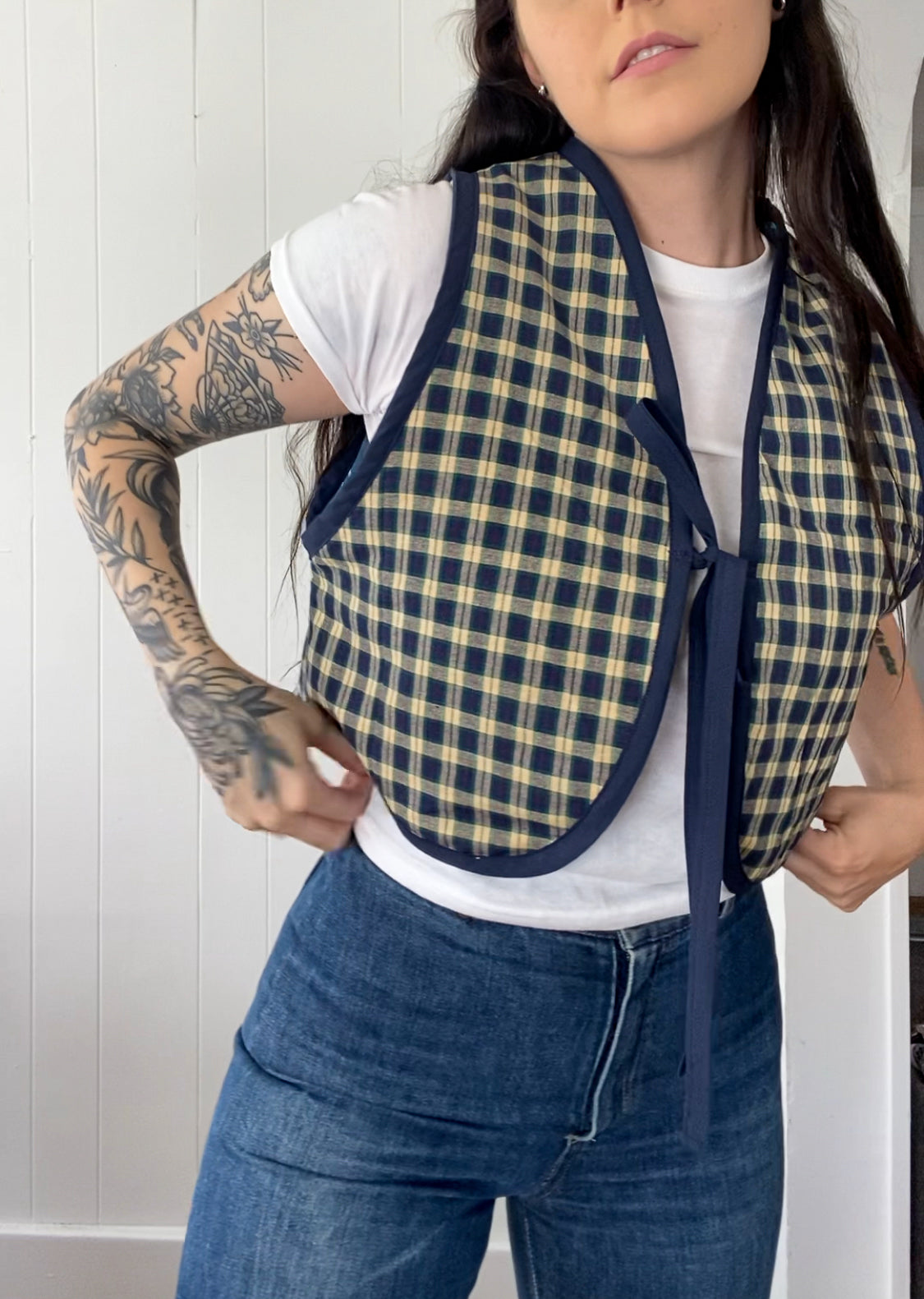 Upcycled Tie-Front Vest