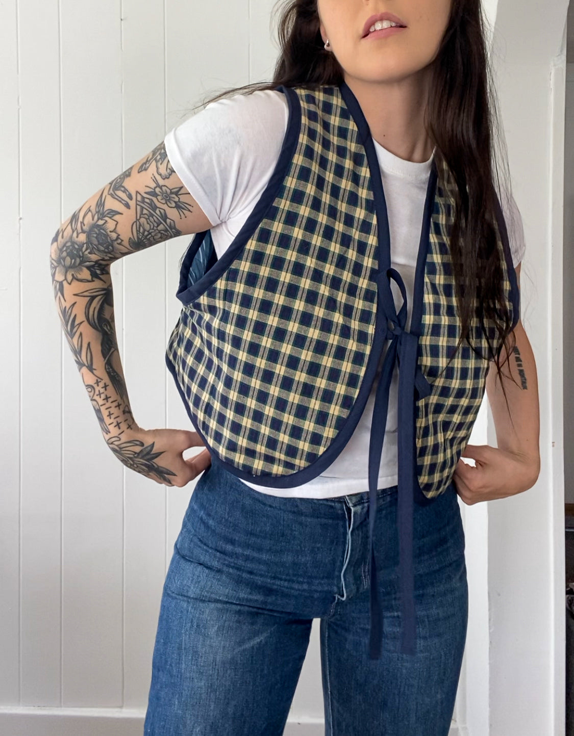 Upcycled Tie-Front Vest