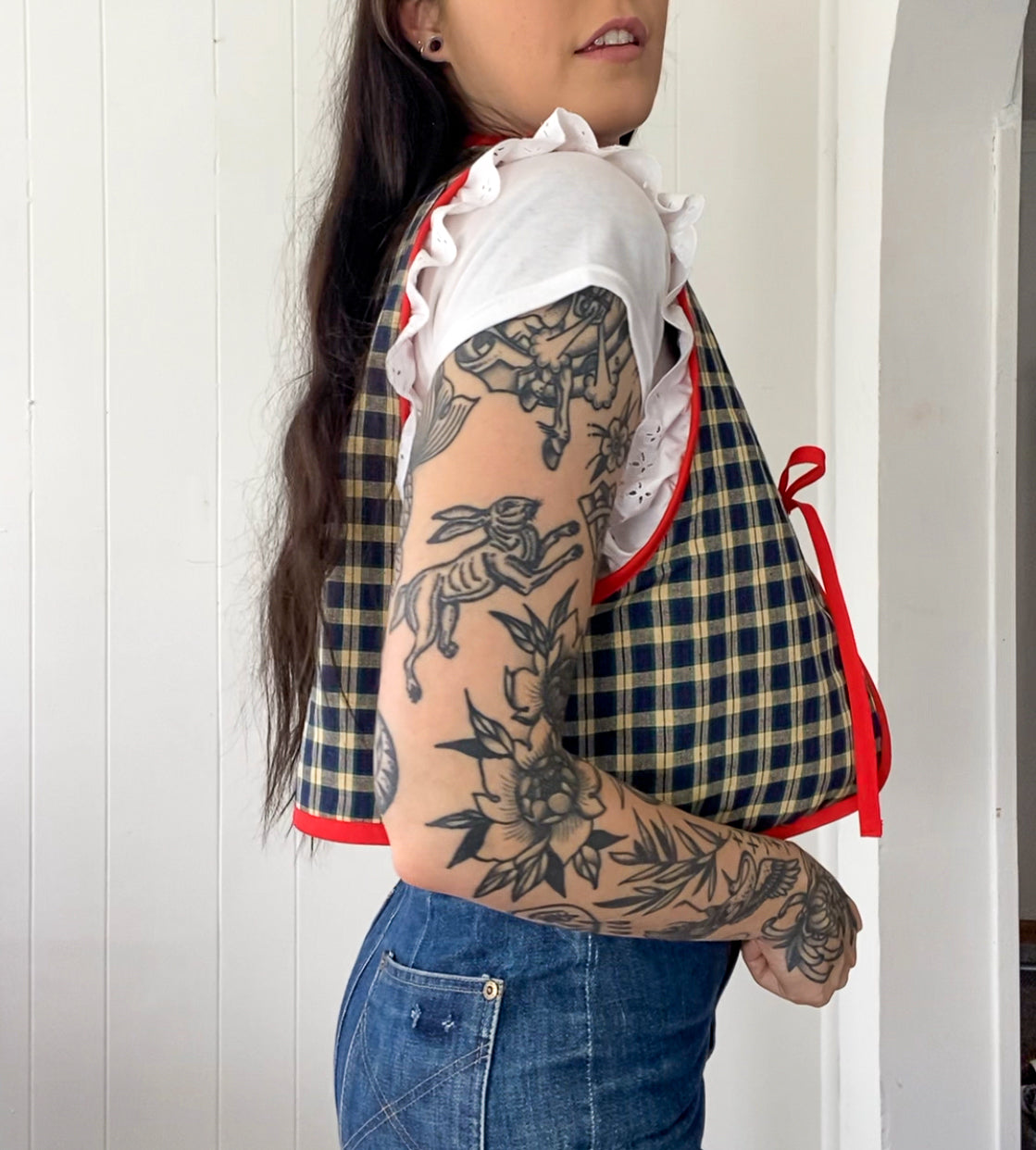 Upcycled Tie-Front Vest