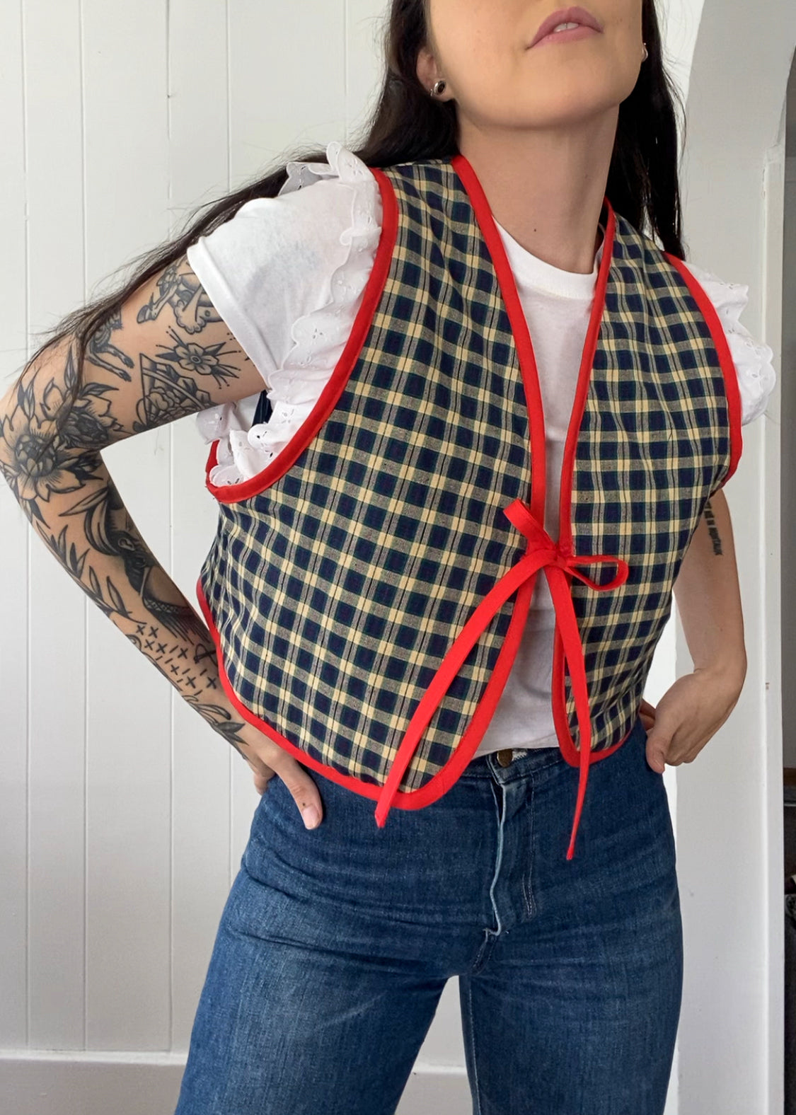 Upcycled Tie-Front Vest
