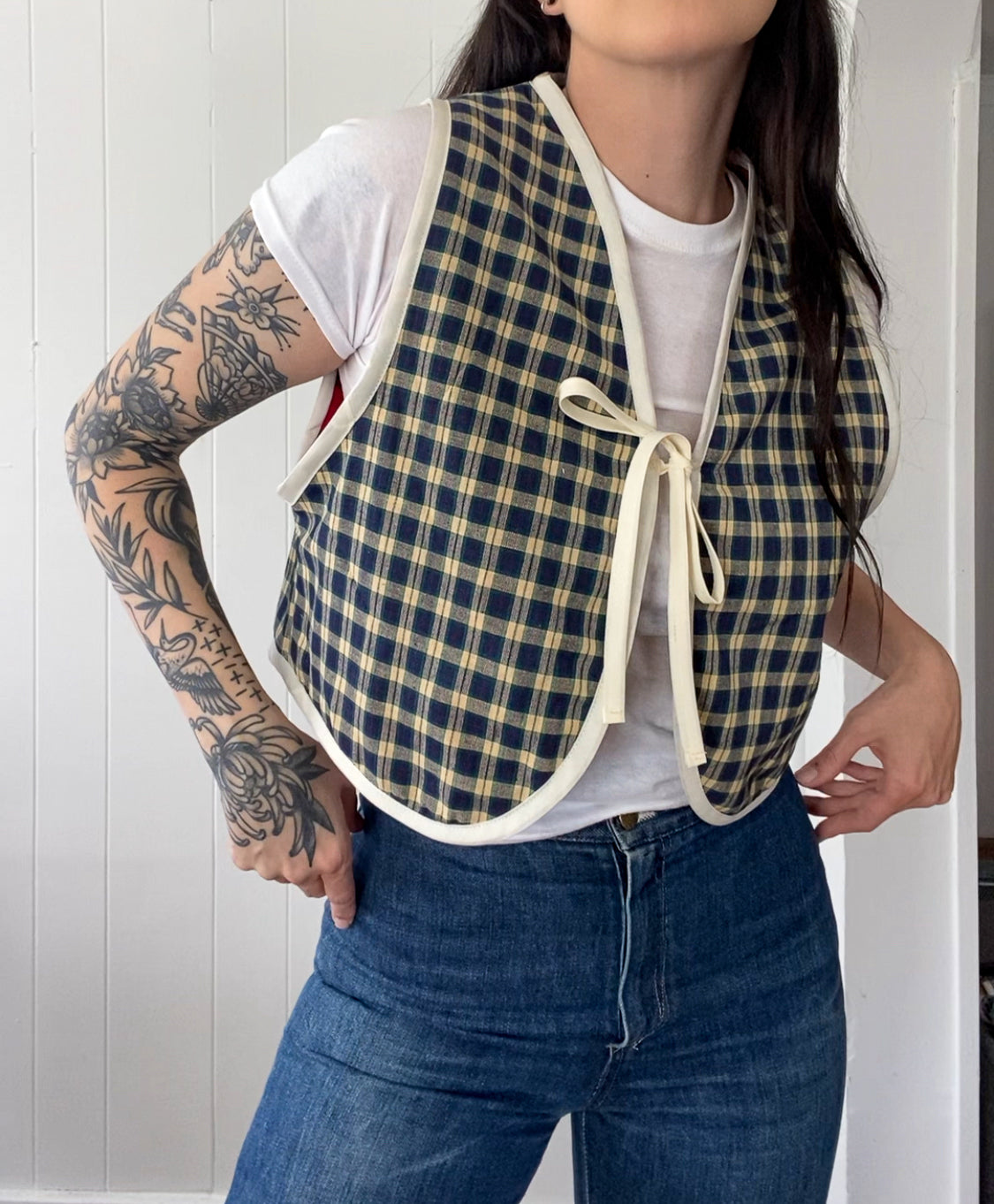Upcycled Tie-Front Vest