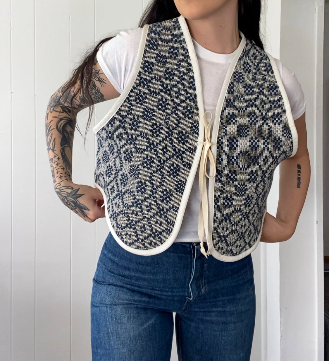Upcycled Tie-Front Vest