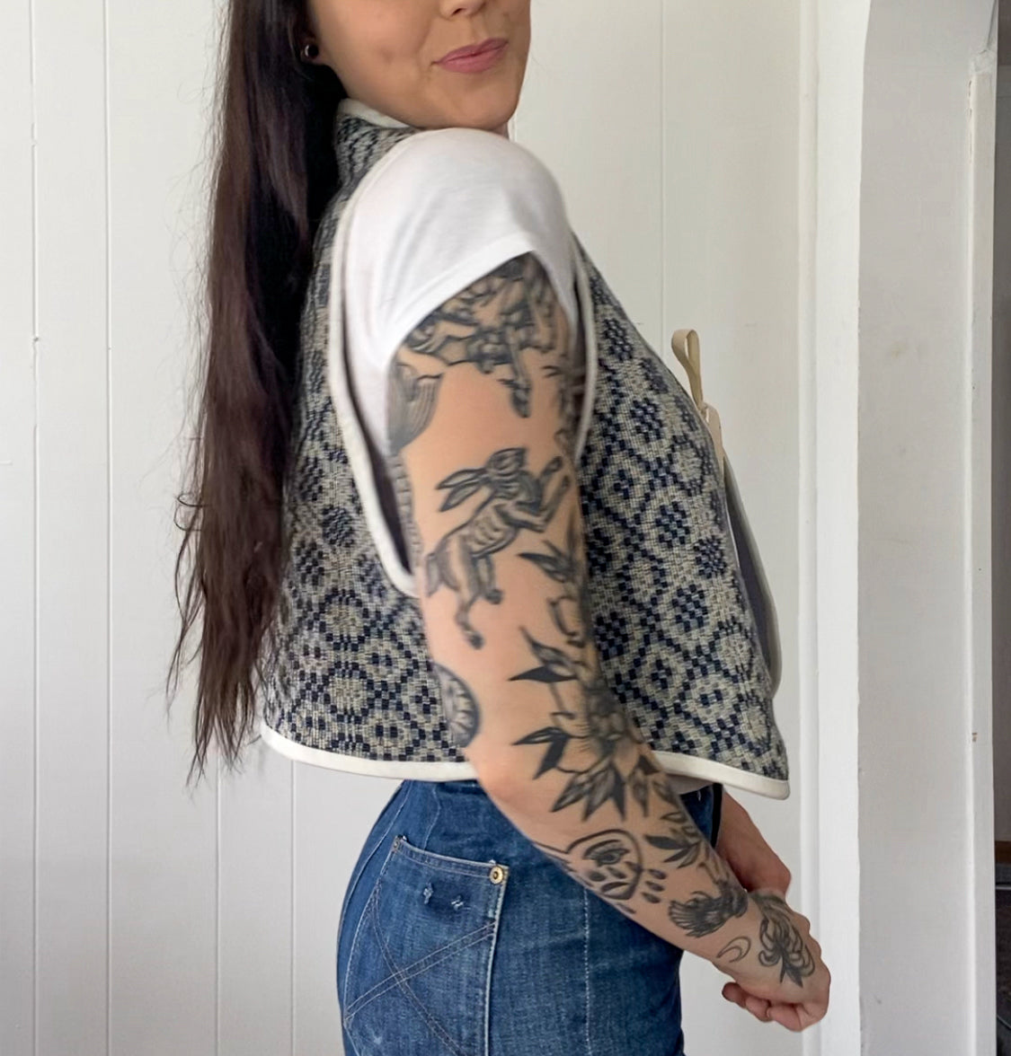 Upcycled Tie-Front Vest