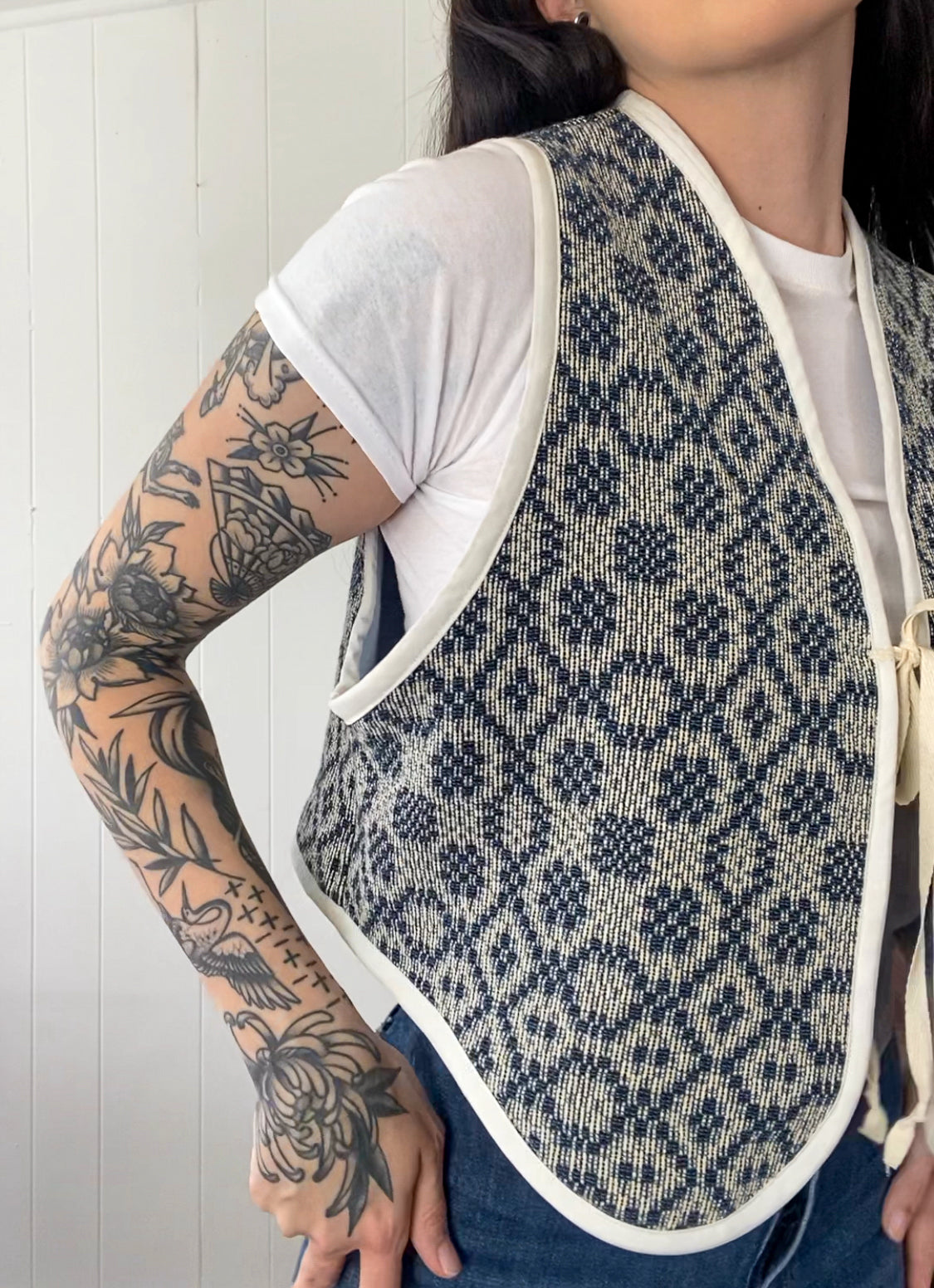 Upcycled Tie-Front Vest