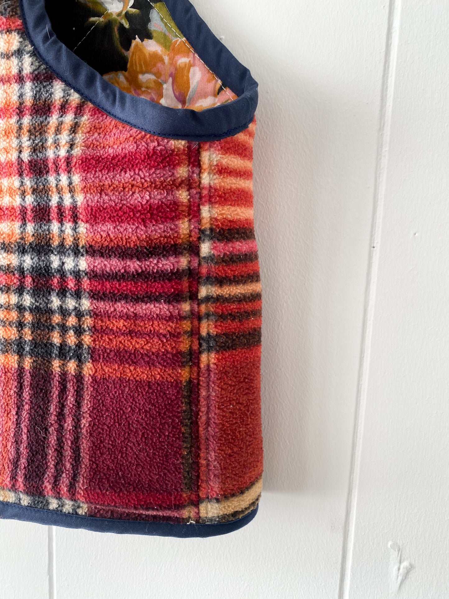 S/M Upcycled Plaid Fleece Vest
