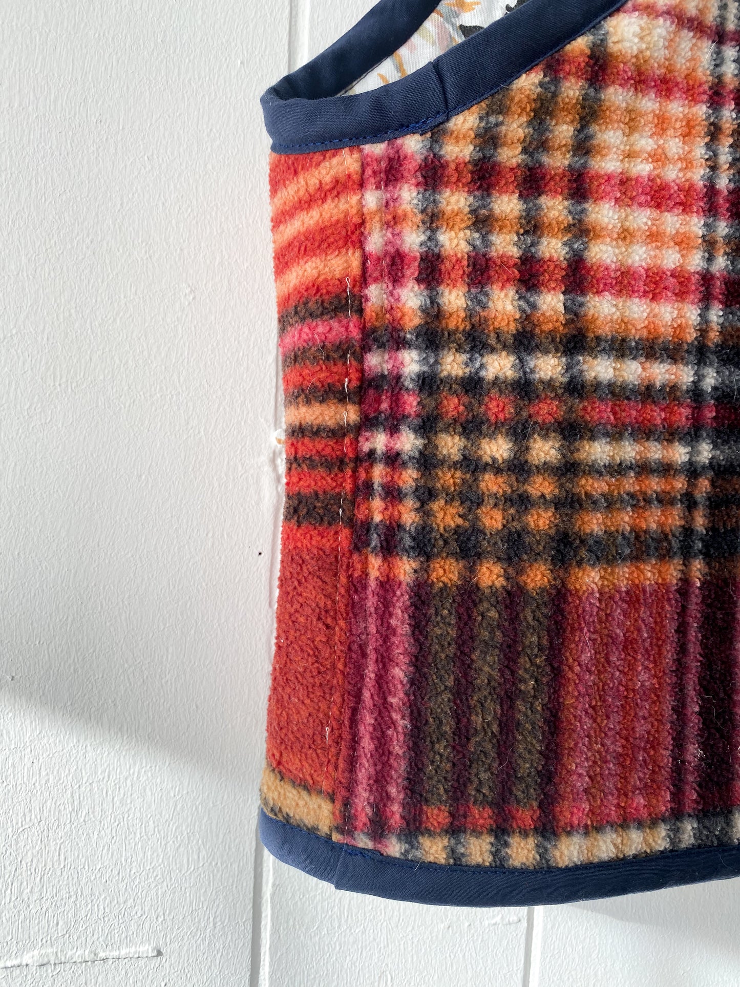 S/M Upcycled Plaid Fleece Vest