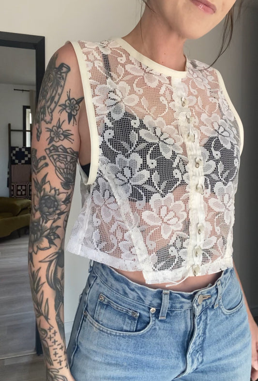 Upcycled Lace Tank Top