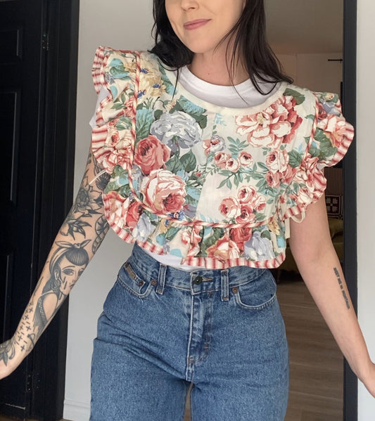 Upcycled Floral Side-tie Vest I