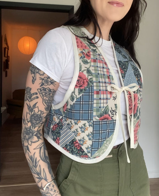 Upcycled Tie-Front Vest