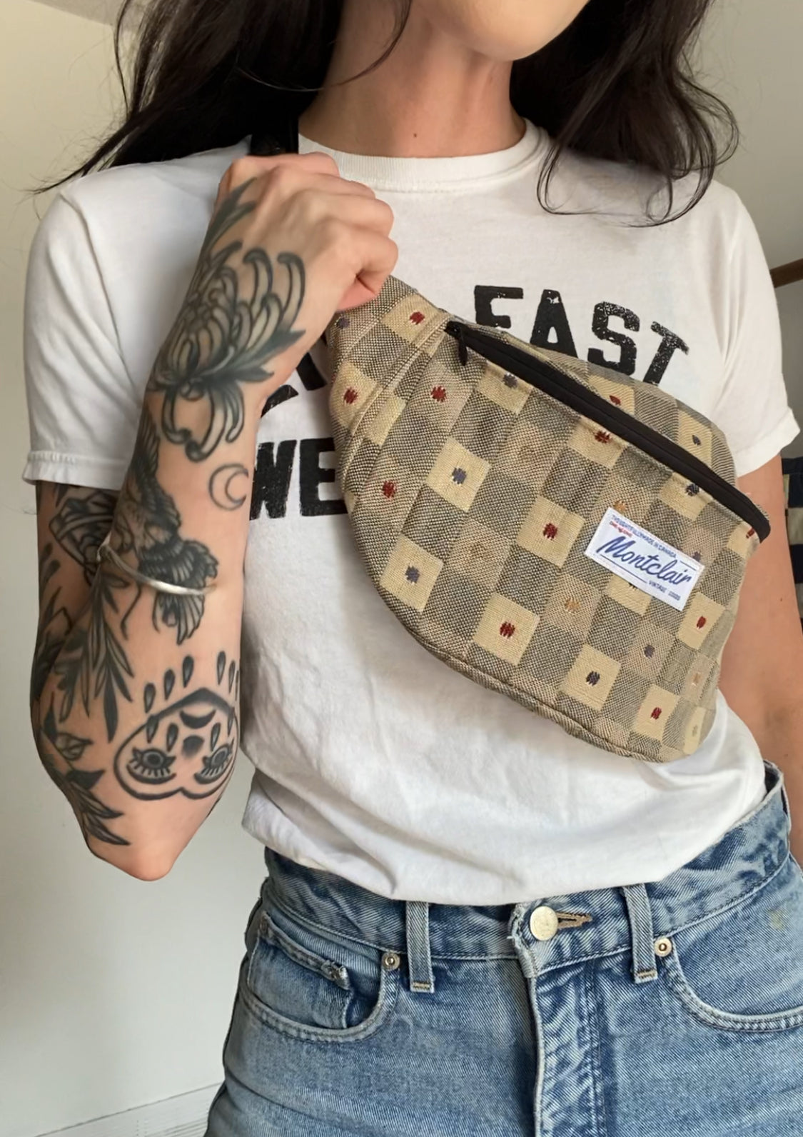 Upcycled Dots & Checkers Fanny Pack I