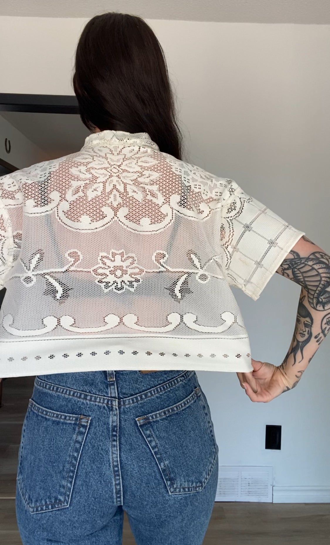 Upcycled Tie-front Lace Blouse I