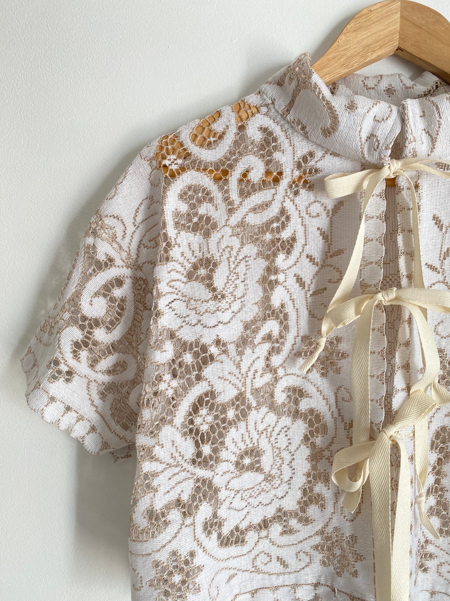 Upcycled Tie-front Lace Blouse II
