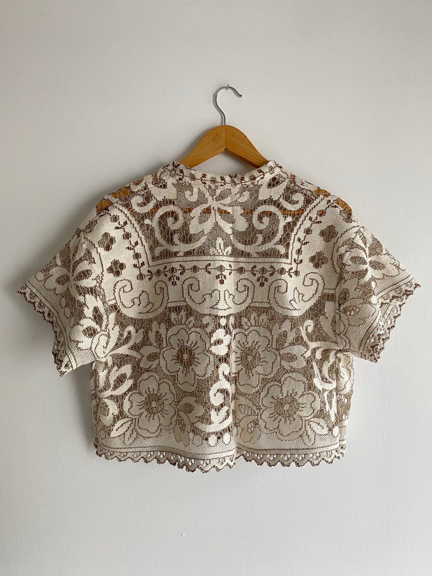 Upcycled Tie-front Lace Blouse