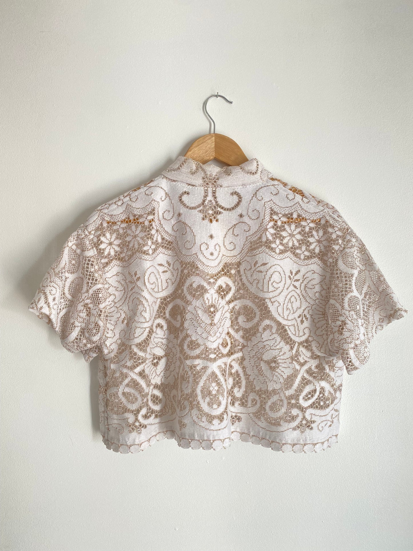 Upcycled Tie-front Lace Blouse I