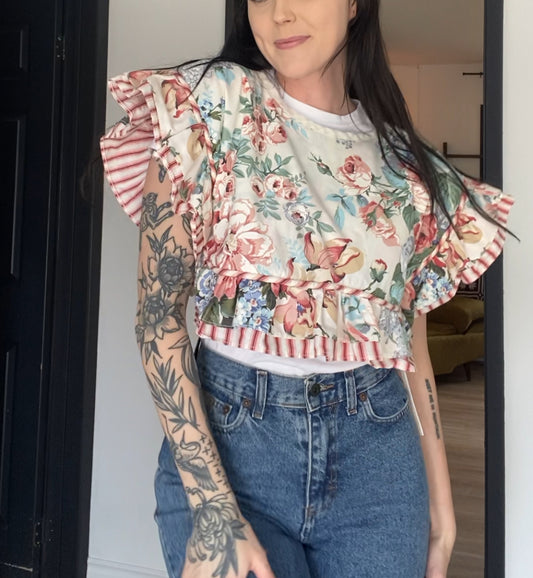 Upcycled Floral Side-tie Vest II