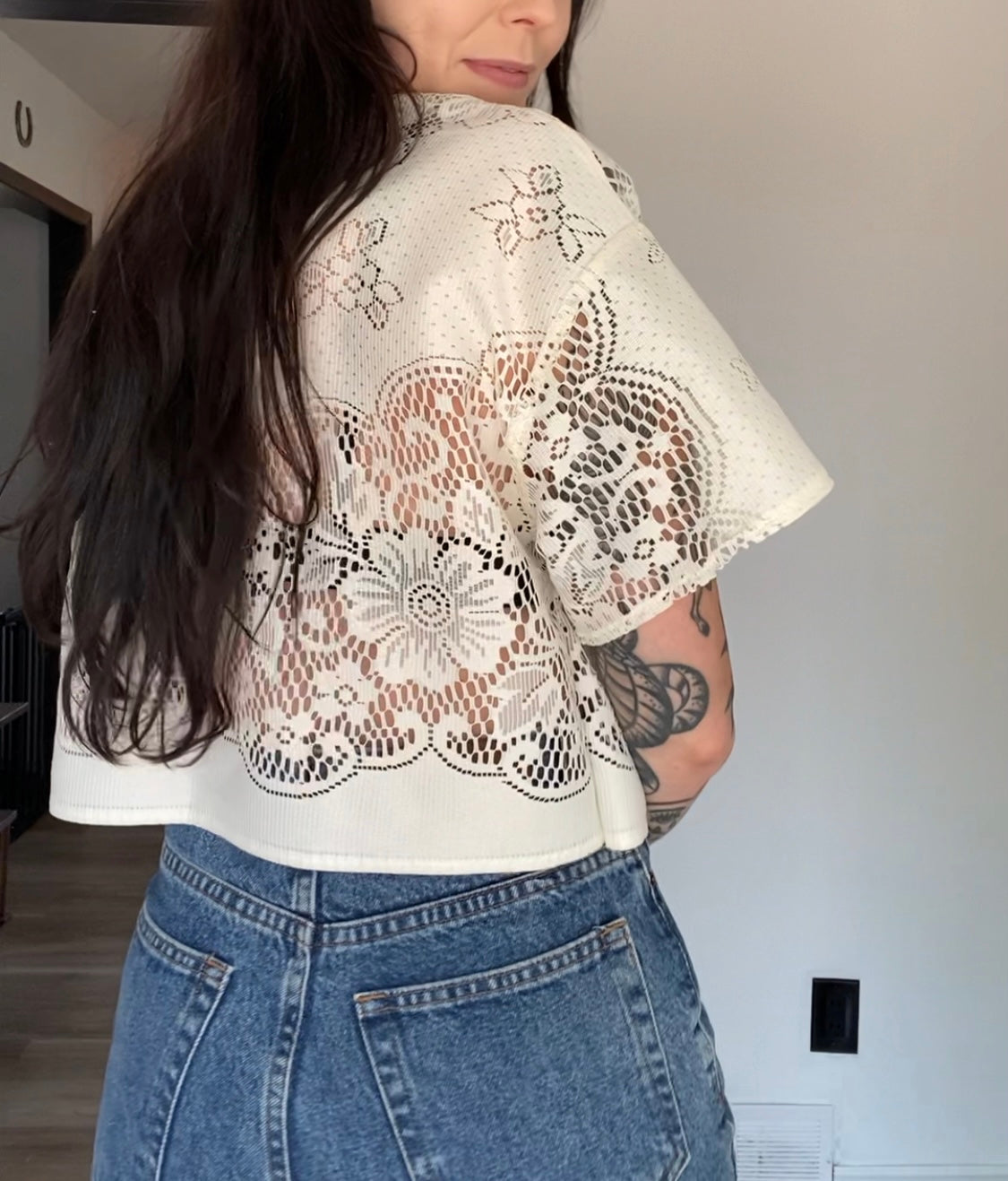 Upcycled Tie-front Lace Blouse IV