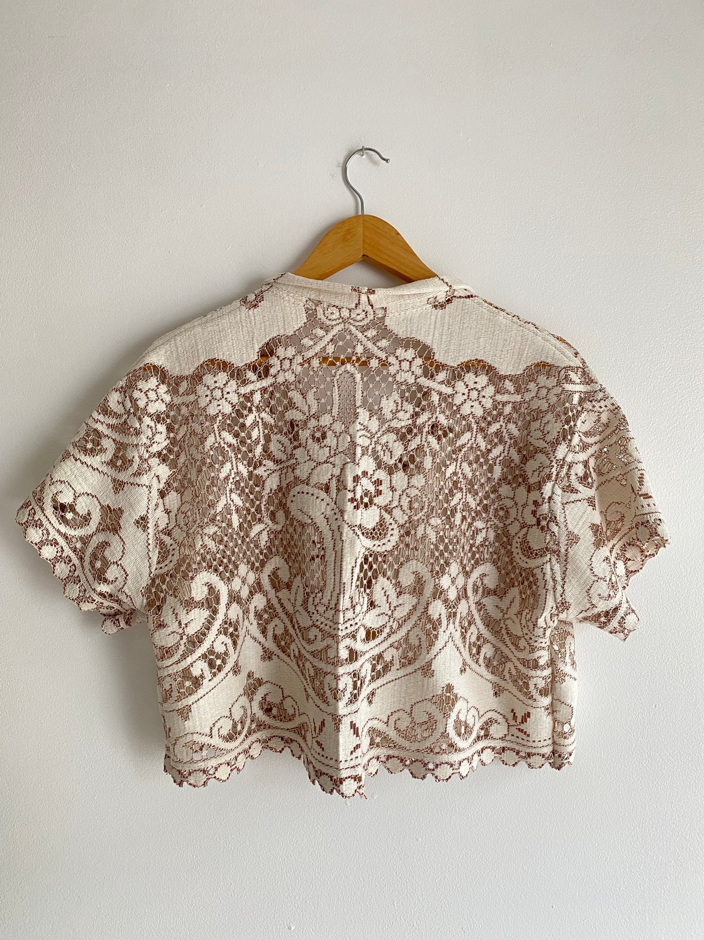 Upcycled Tie-front Lace Blouse