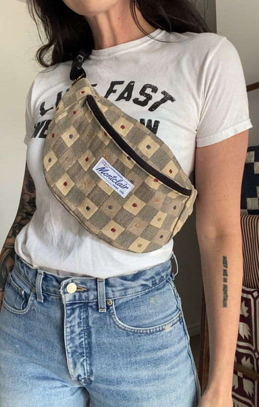Upcycled Dots & Checkers Fanny Pack I