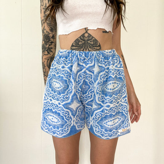 S/M Upcycled Vintage Towel Shorts