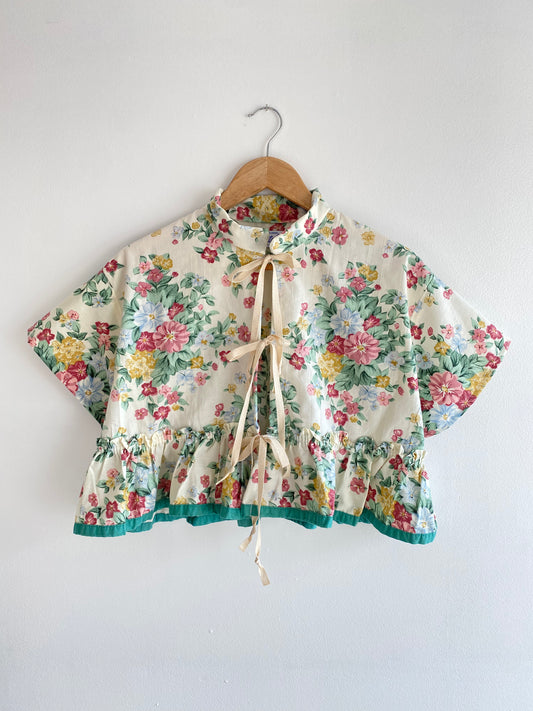 Upcycled Frilly Tie-front Blouse