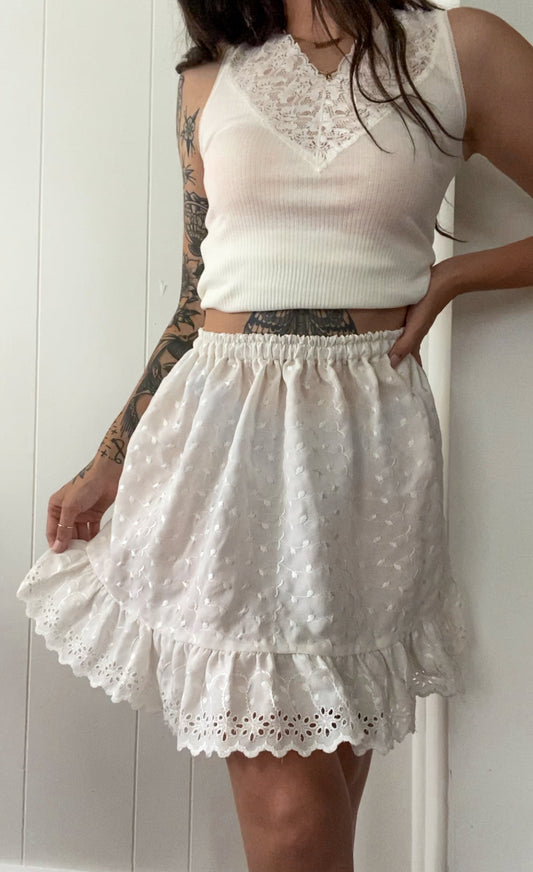 Upcycled Eyelet Lace Skirt