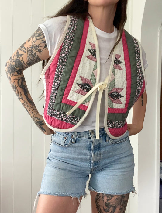 Upcycled Tie Front Quilt Vest