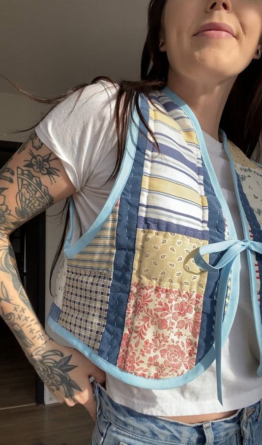 Upcycled Tie-front Quilt Vest