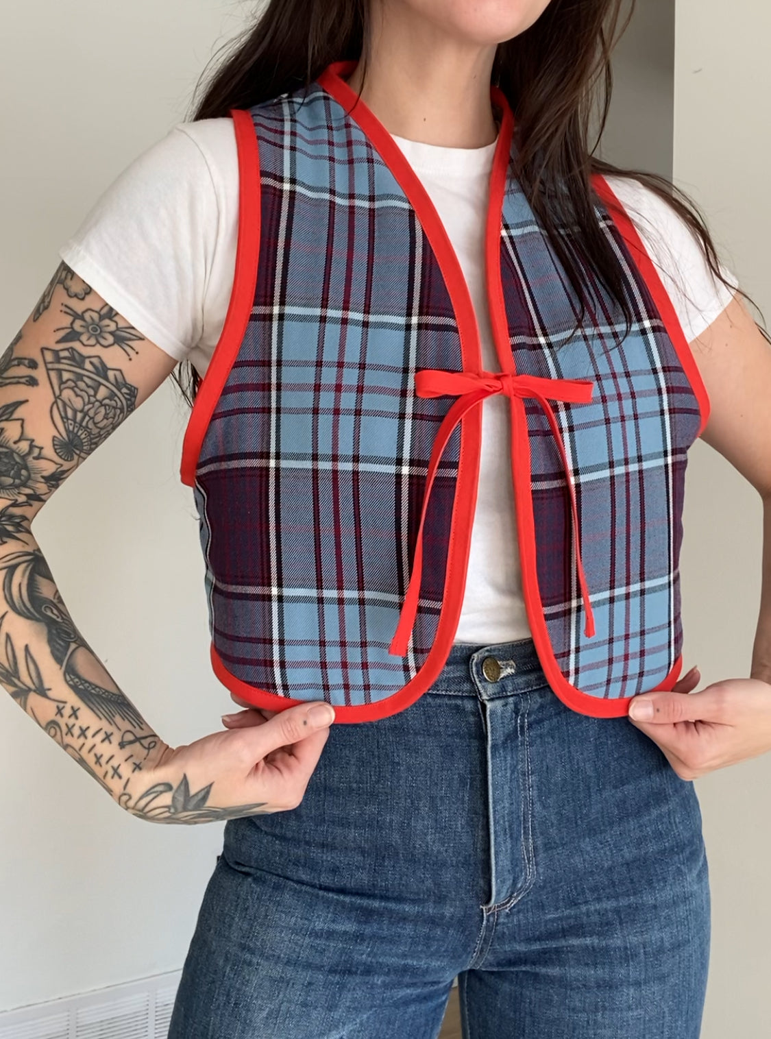 Upcycled Tie-Front Vest