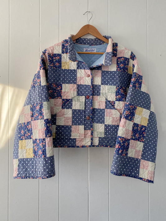 (S/M) Upcycled Vintage Quilt Jacket