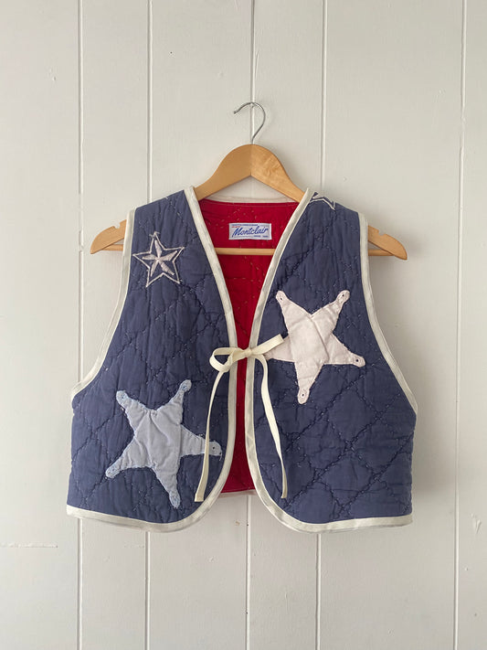 Upcycled Tie Front Star Quilt Vest