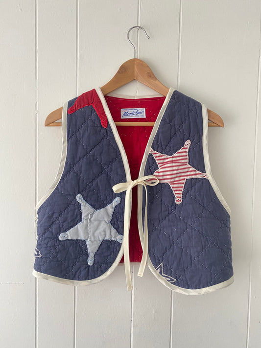 Upcycled Tie Front Star Quilt Vest