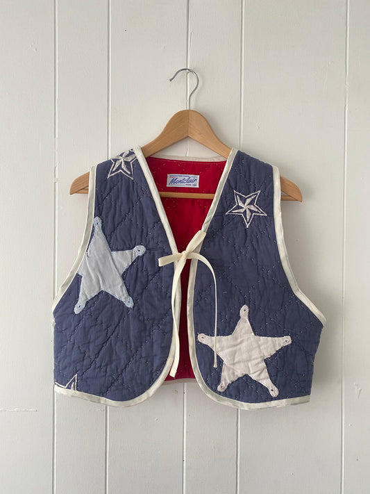 Upcycled Tie Front Star Quilt Vest