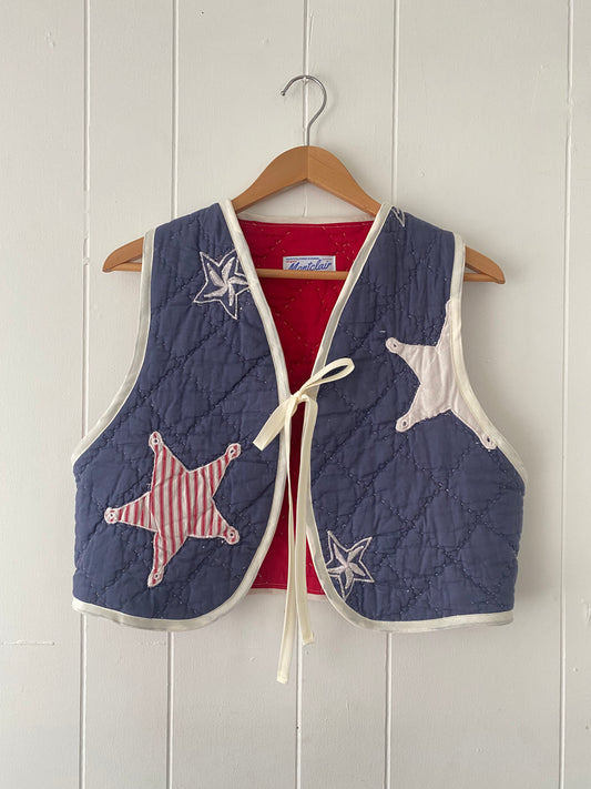 Upcycled Tie Front Star Quilt Vest