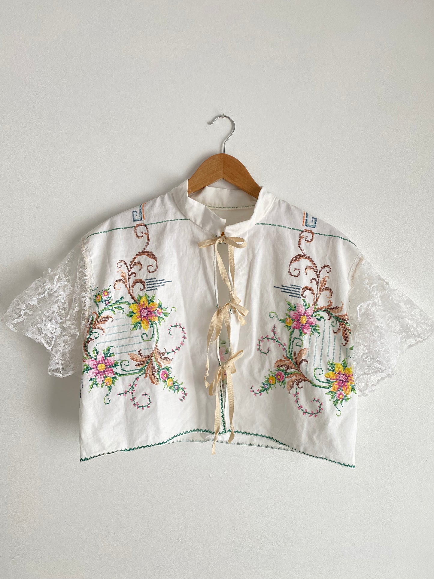 Upcycled Tie-front Blouse