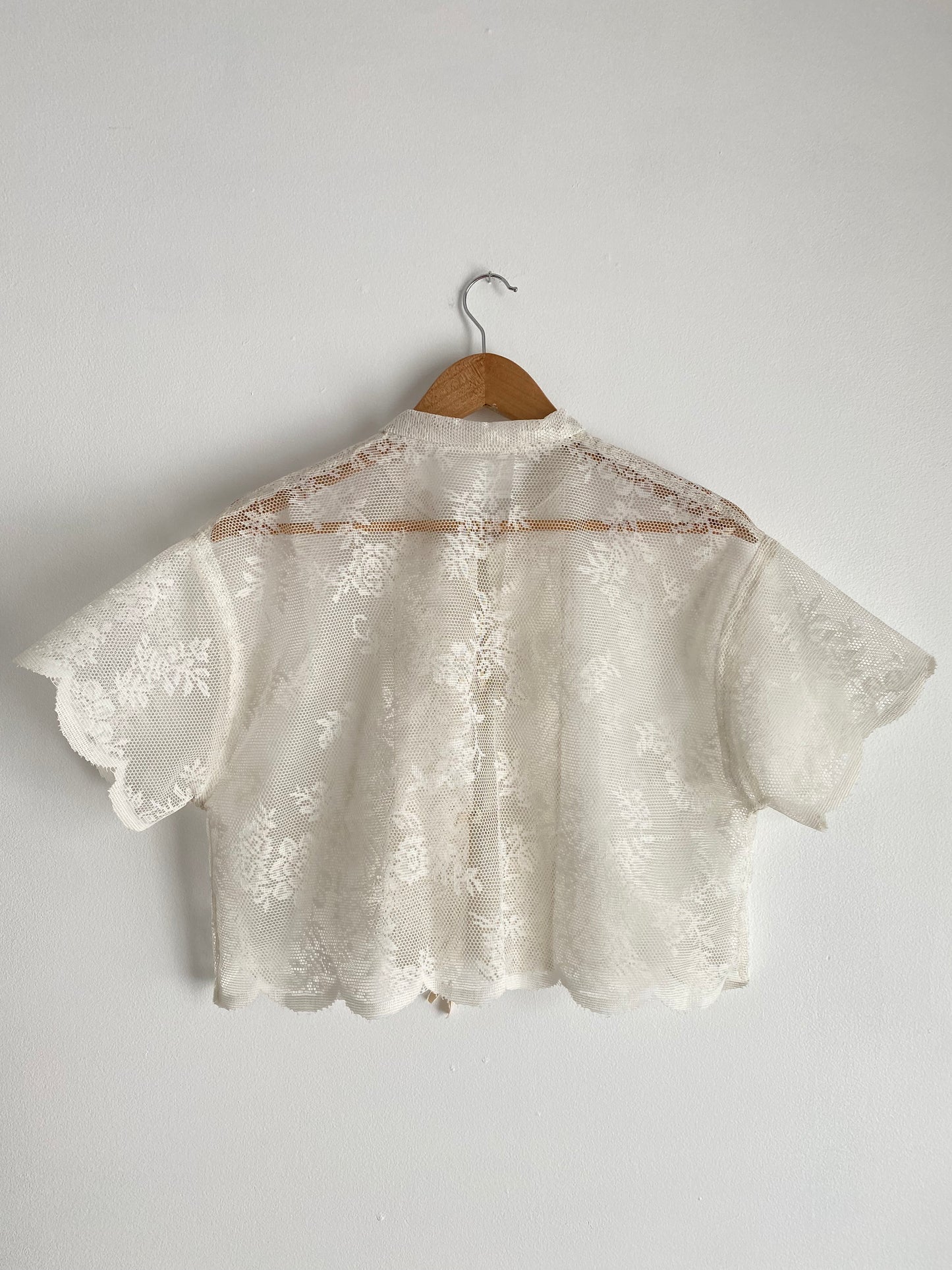 Upcycled Tie-front Lace Blouse