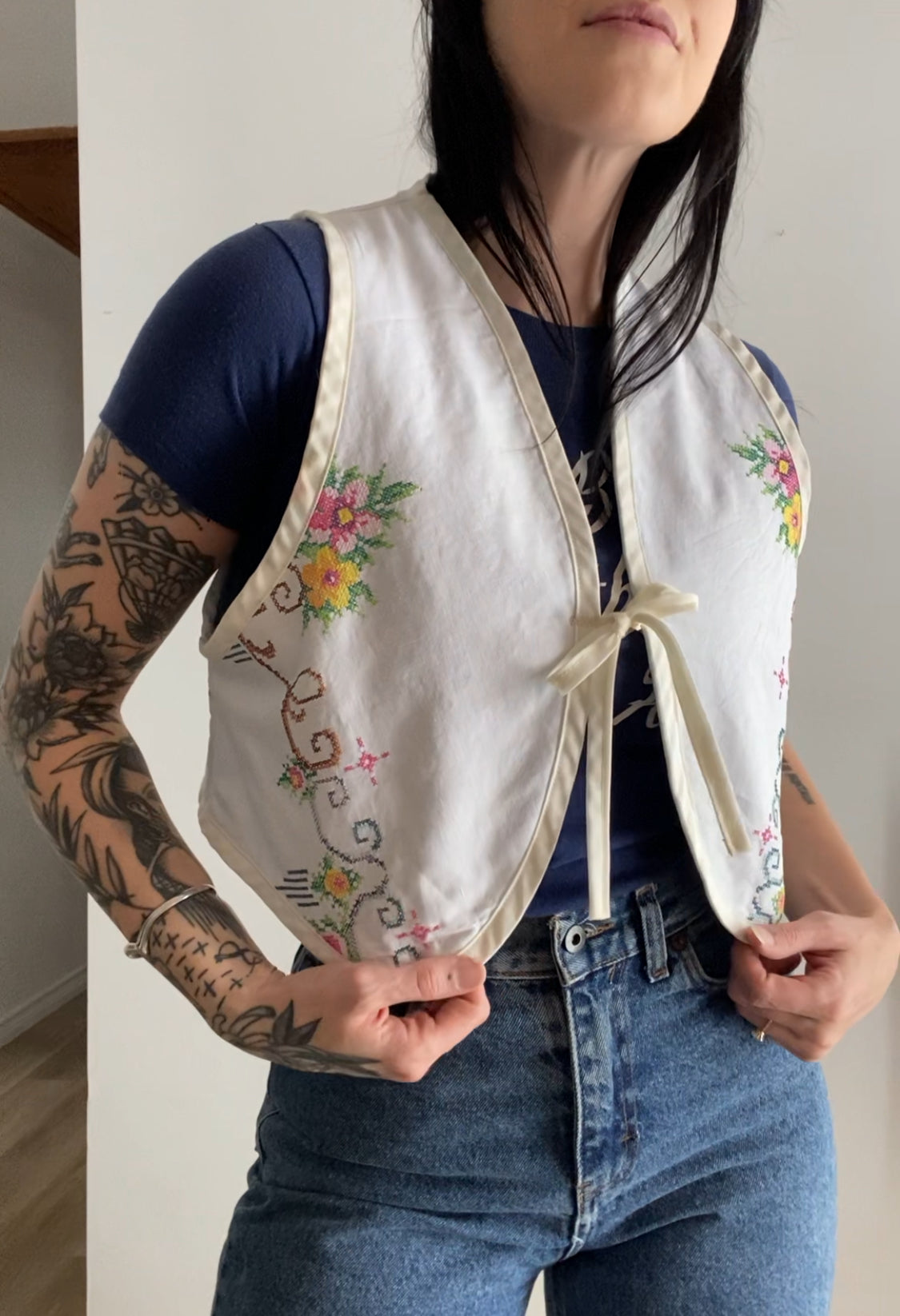 Upcycled Tie-Front Vest