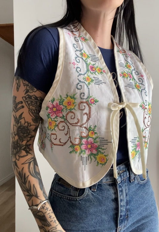 Upcycled Tie-Front Vest