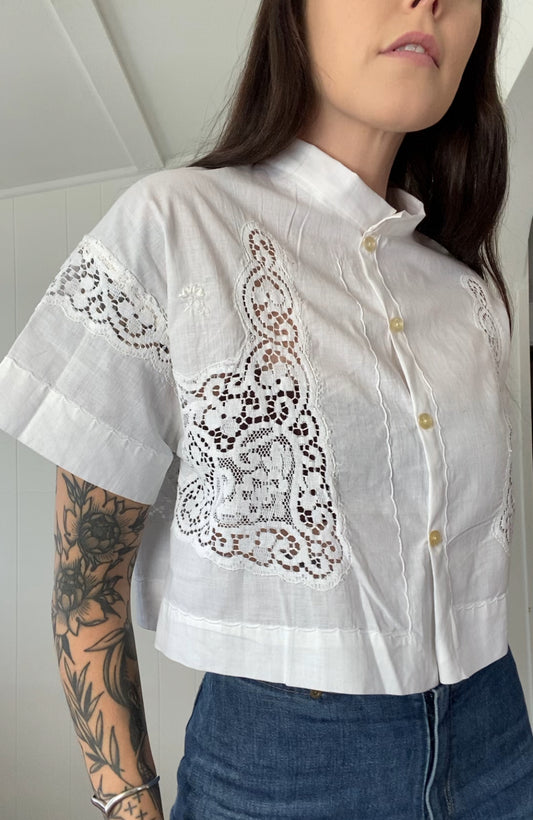 Upcycled Button Up Blouse