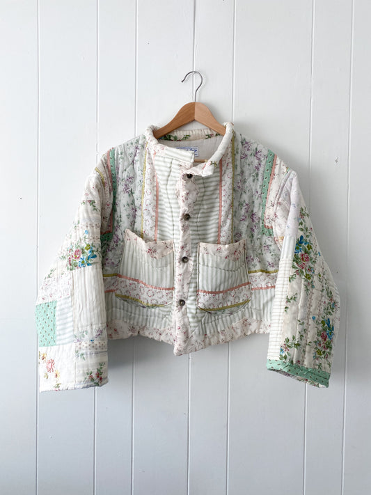 (M/L) Upcycled Vintage Quilt Jacket