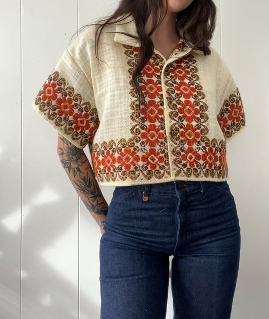 Upcycled Woven Button Up