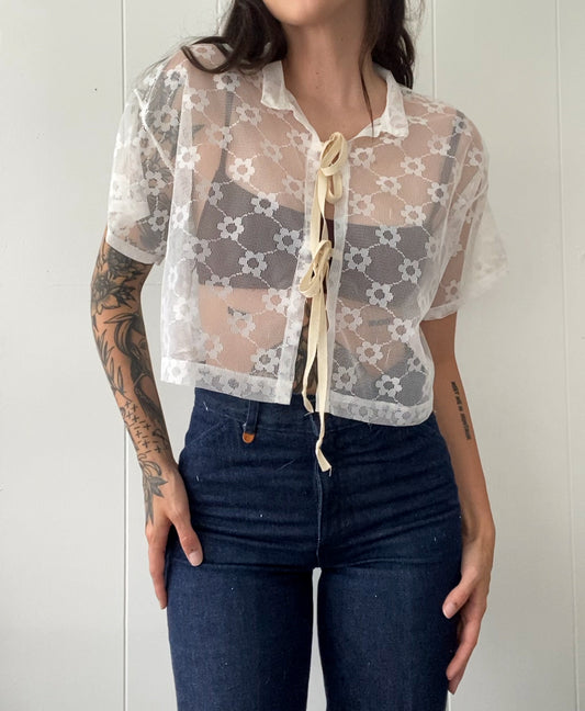 Upcycled Tie Front Daisy Chain Blouse