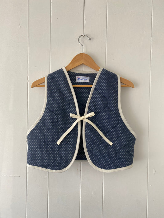 Upcycled Tie Front Quilted Vest